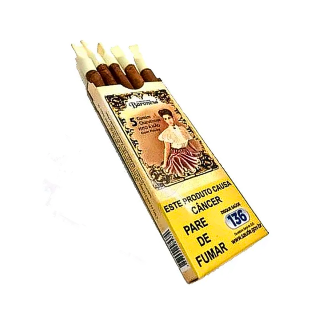 Cigarrilha Baronesa Com piteira Chocolate cx c/ 5un (4500)