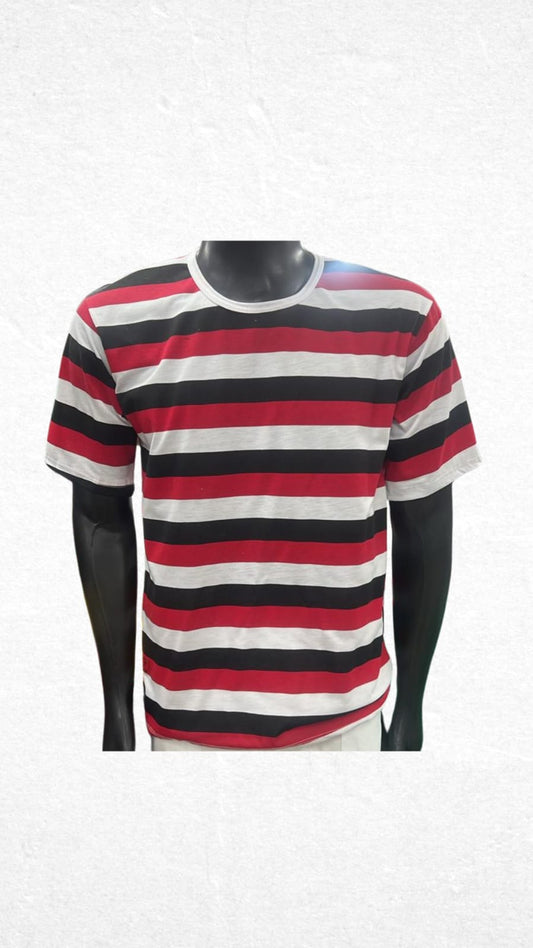 Camisa Listrada Vermelho Branco e preta (5990)